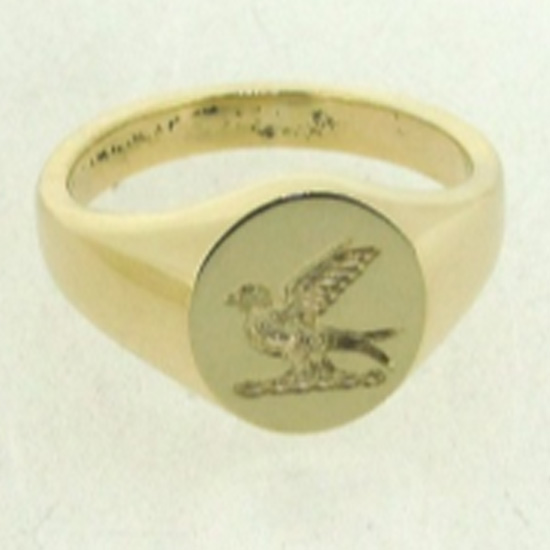 Yellow gold signet ring seal engraved