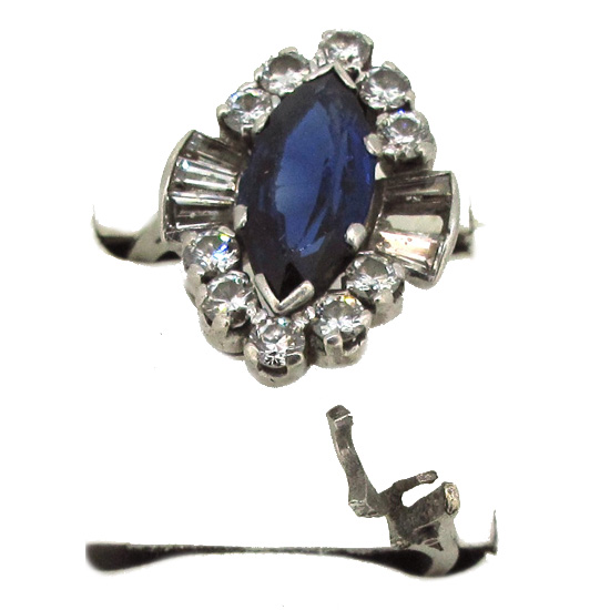 broken sapphire and diamond ring