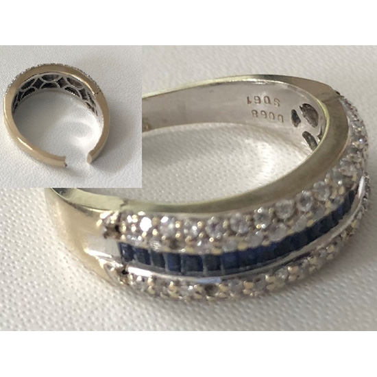 Sapphire and diamond ring repair